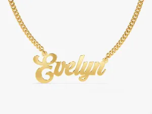 14k Solid Gold Cuban Chain Bold Name Necklace