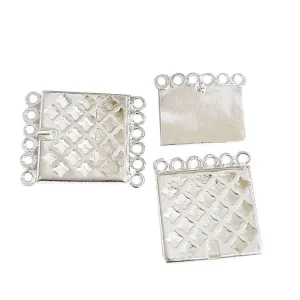 2pcs pkg. 6 Loops, Square Shaped Jewerly making Clasp in Silver Anti Tarish,Brass Material