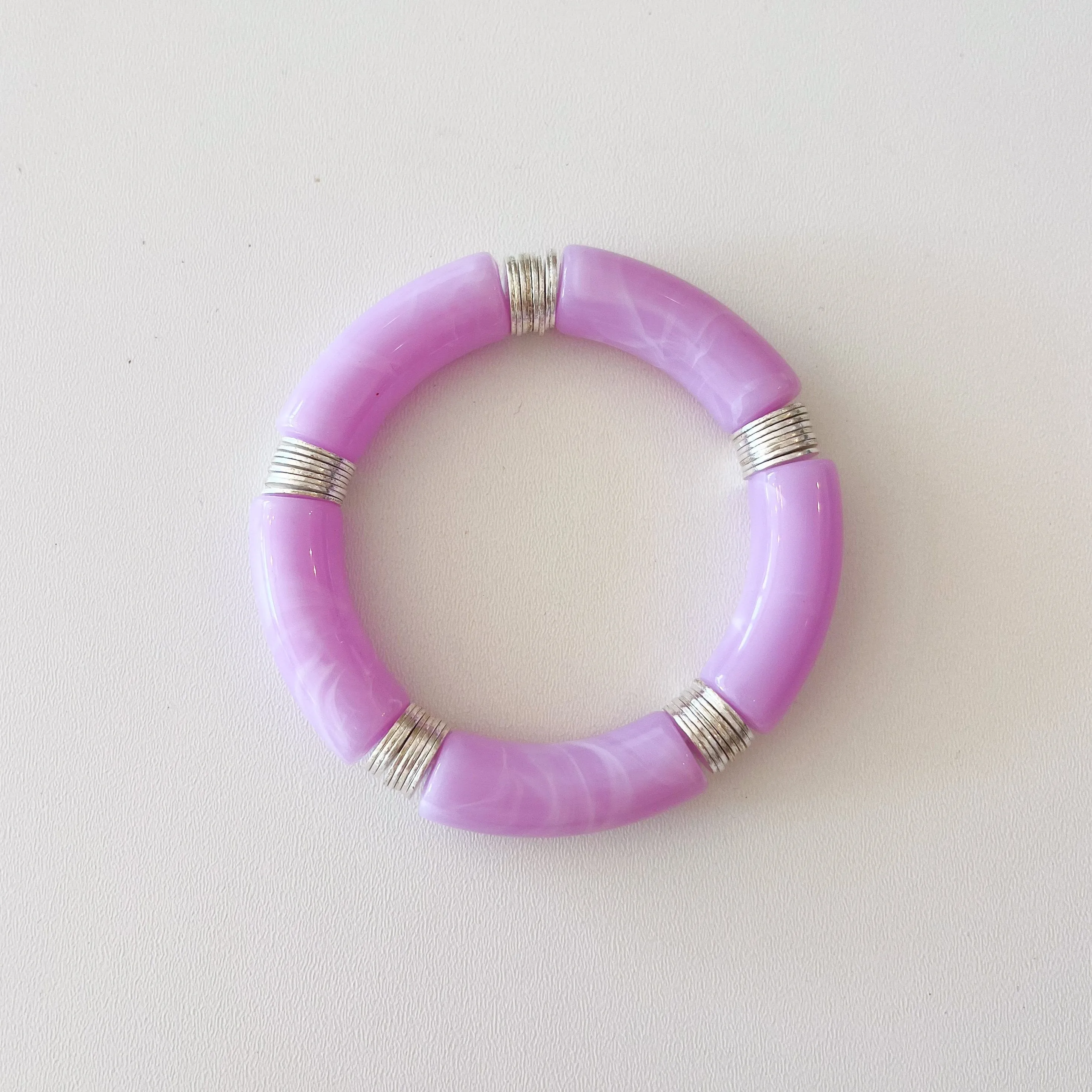 Acrylic   Silver Bamboo Bracelet: Lilac