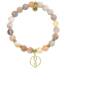 Australian Agate Stone Bracelet with Connections Gold Charm