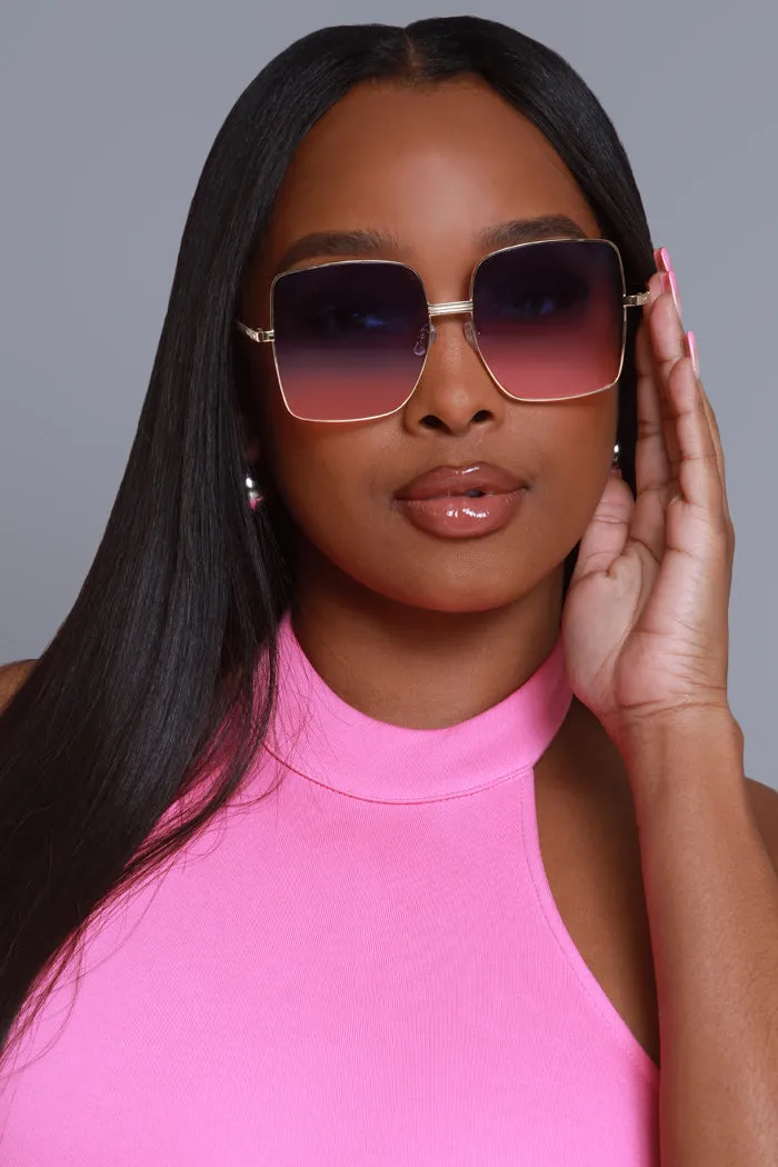 Block Them Oversized Sunglasses - Purple/Pink