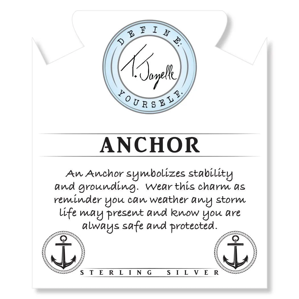 Blue Aventurine Gemstone Bracelet with Anchor Sterling Silver Charm