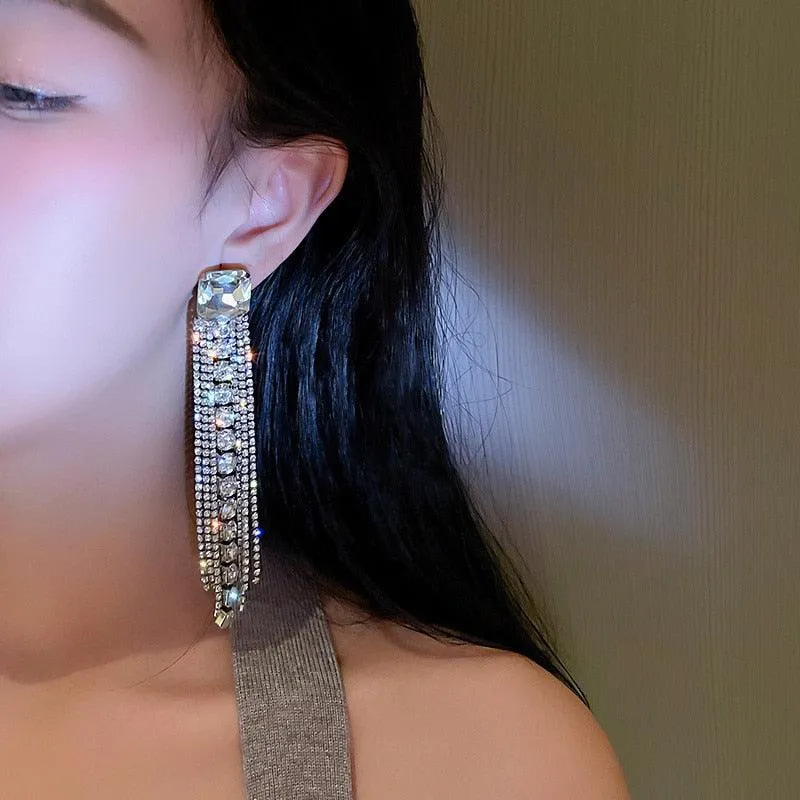 Crystal Tassel Drop Earrings
