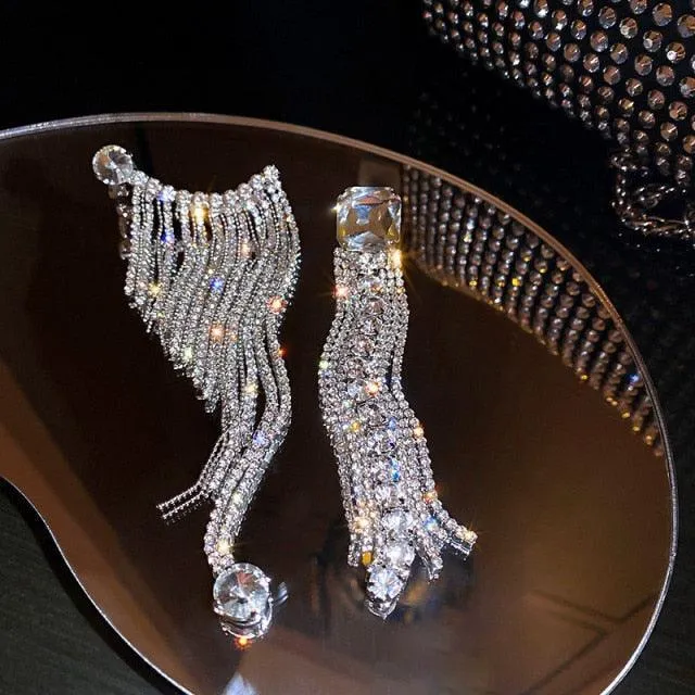 Crystal Tassel Drop Earrings