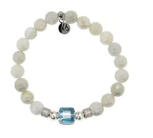 Everyday Sparkle Collection- Moonstone Gemstone with Blue Crystal Bracelet