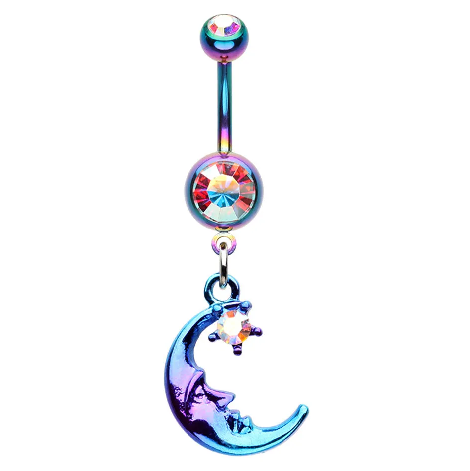 Galactic Rainbow Moon Belly Dangle