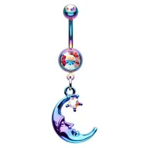 Galactic Rainbow Moon Belly Dangle