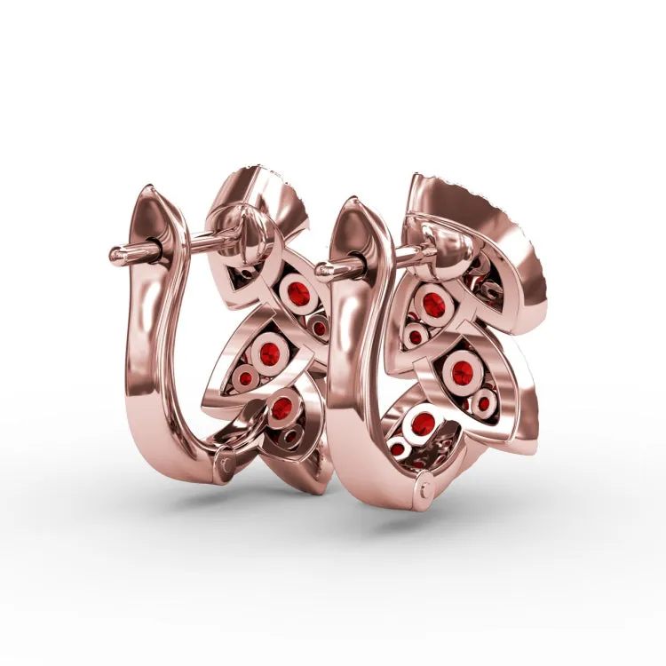 Glam Galore Ruby and Diamond Leaf Earrings