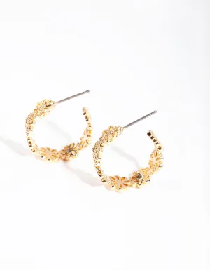 Gold Daisy Chain Hoop Earrings