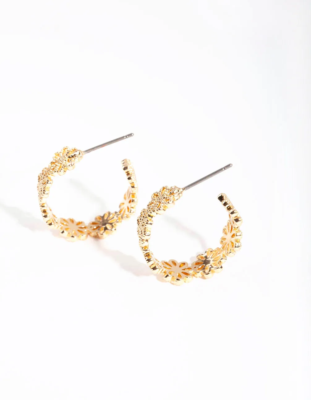 Gold Daisy Chain Hoop Earrings