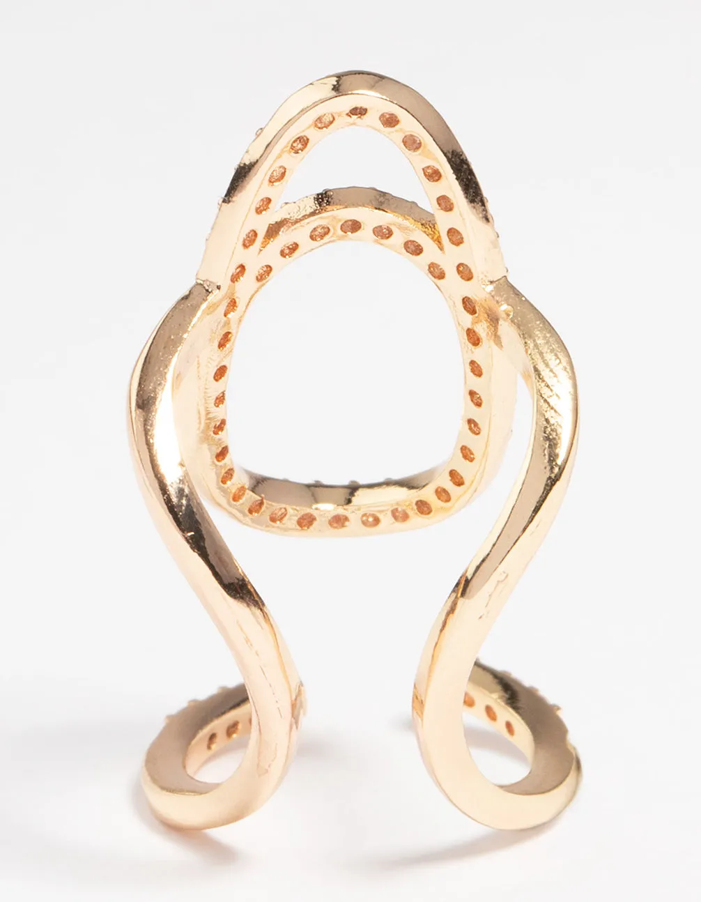 Gold Diamante Mani Fingertip Ring