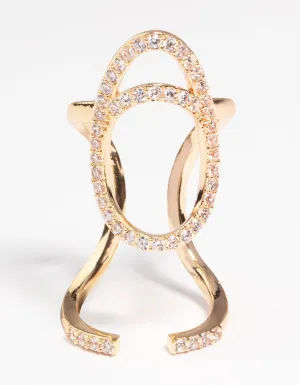 Gold Diamante Mani Fingertip Ring
