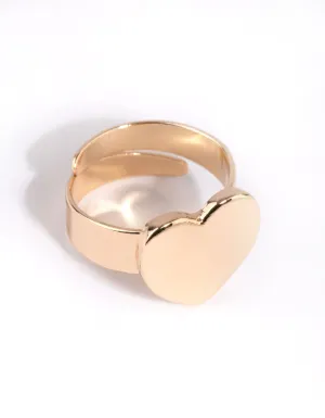 Gold Heart Signet Ring