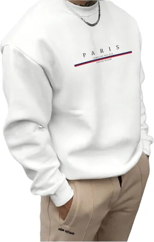 GORGLITTER Men's Letter Graphic Sweatshirt Crewneck Oversized Long Sleeve Drop Shoulder Pullover Top