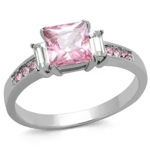 High polished (no plating) Stainless Steel Ring with AAA Grade CZ in Rose for Women Style TK2169