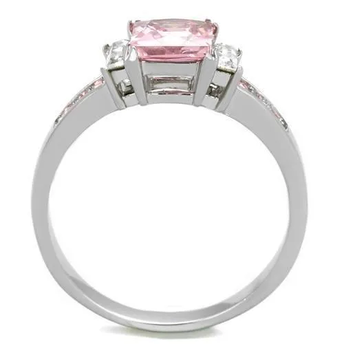 High polished (no plating) Stainless Steel Ring with AAA Grade CZ in Rose for Women Style TK2169