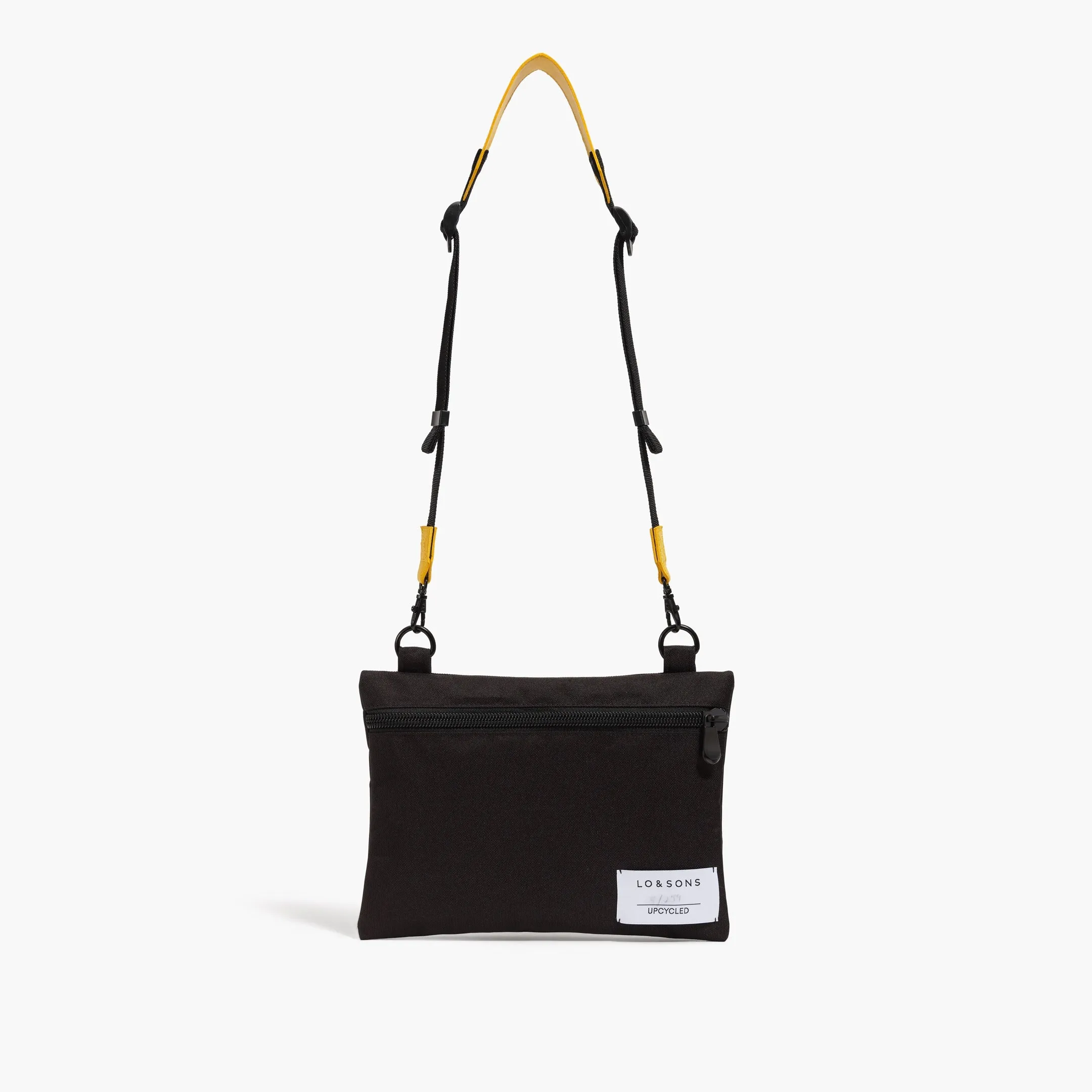 Hilo Upcycled Sacoche - Recycled Poly - Black / Cotton Zig Zag with Yellow Shoulder/ Black Webbing