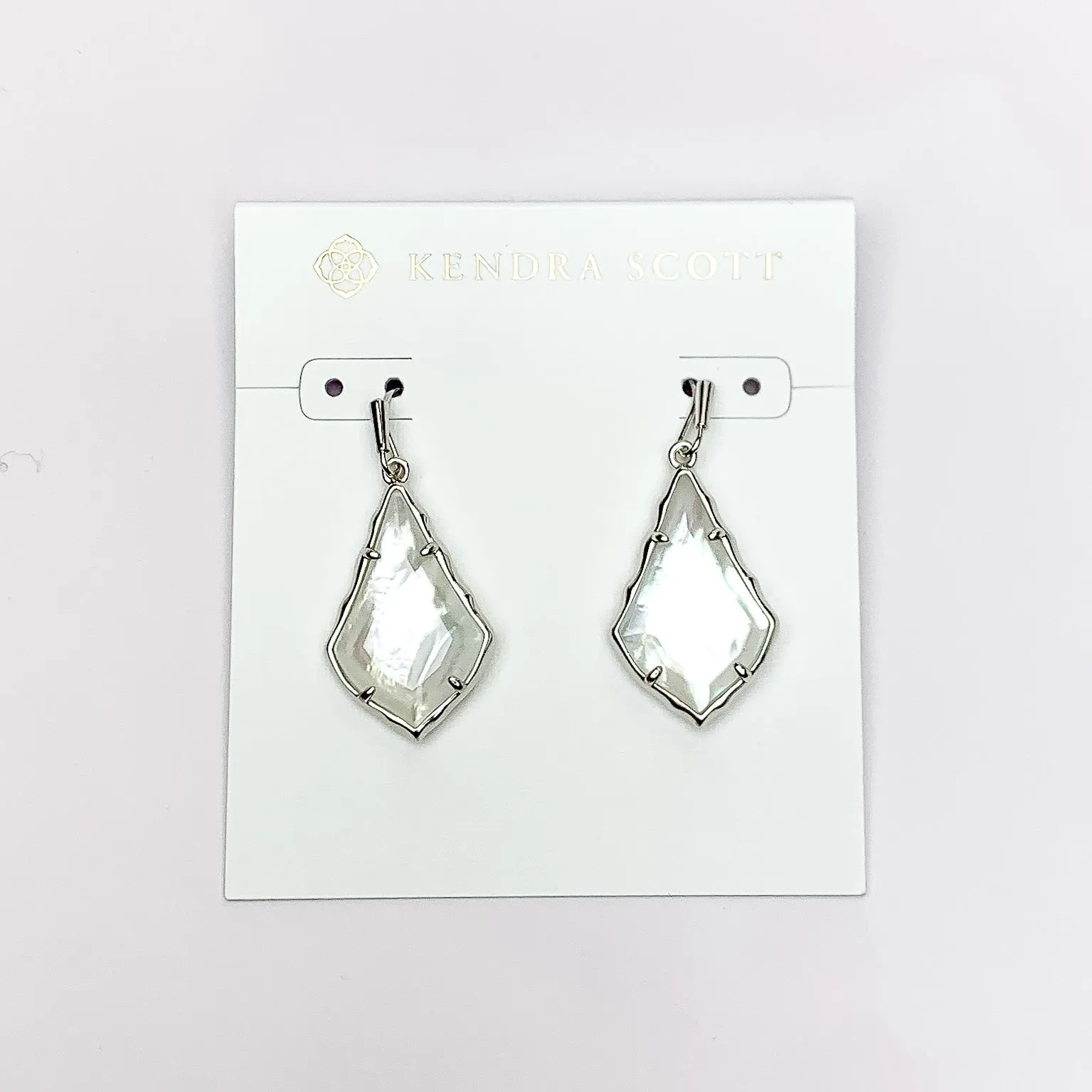 Kendra Scott | Small Faceted Alex Silver Drop Earrings in Ivory Illusion