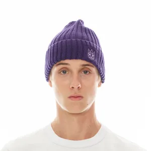 KNIT HAT WITH CLEAN 2 TONE SHIMUCHAN LOGO IN IRIS