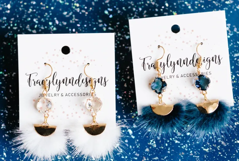 #L745 Glam Earrings (Navy) (PREORDER)