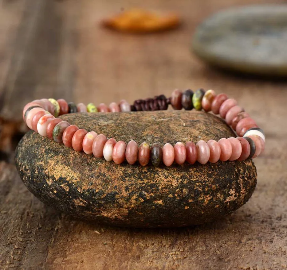 Ladies Disc Shape 6MM Rhododendron Bracelet Friendship Jewelry