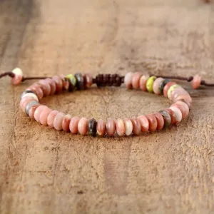 Ladies Disc Shape 6MM Rhododendron Bracelet Friendship Jewelry