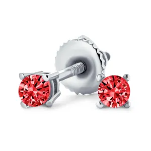 Minimalist Tiny .25CT CZ Stud Earrings Sterling Silver Screw Back Birthstone