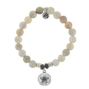Moonstone Stone Bracelet with Sand Dollar Sterling Silver Charm