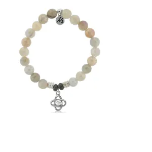 Moonstone Stone Bracelet with Stronger Together Sterling Silver Charm