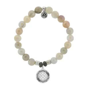 Moonstone Stone Bracelet with Thank You Sterling Silver Charm