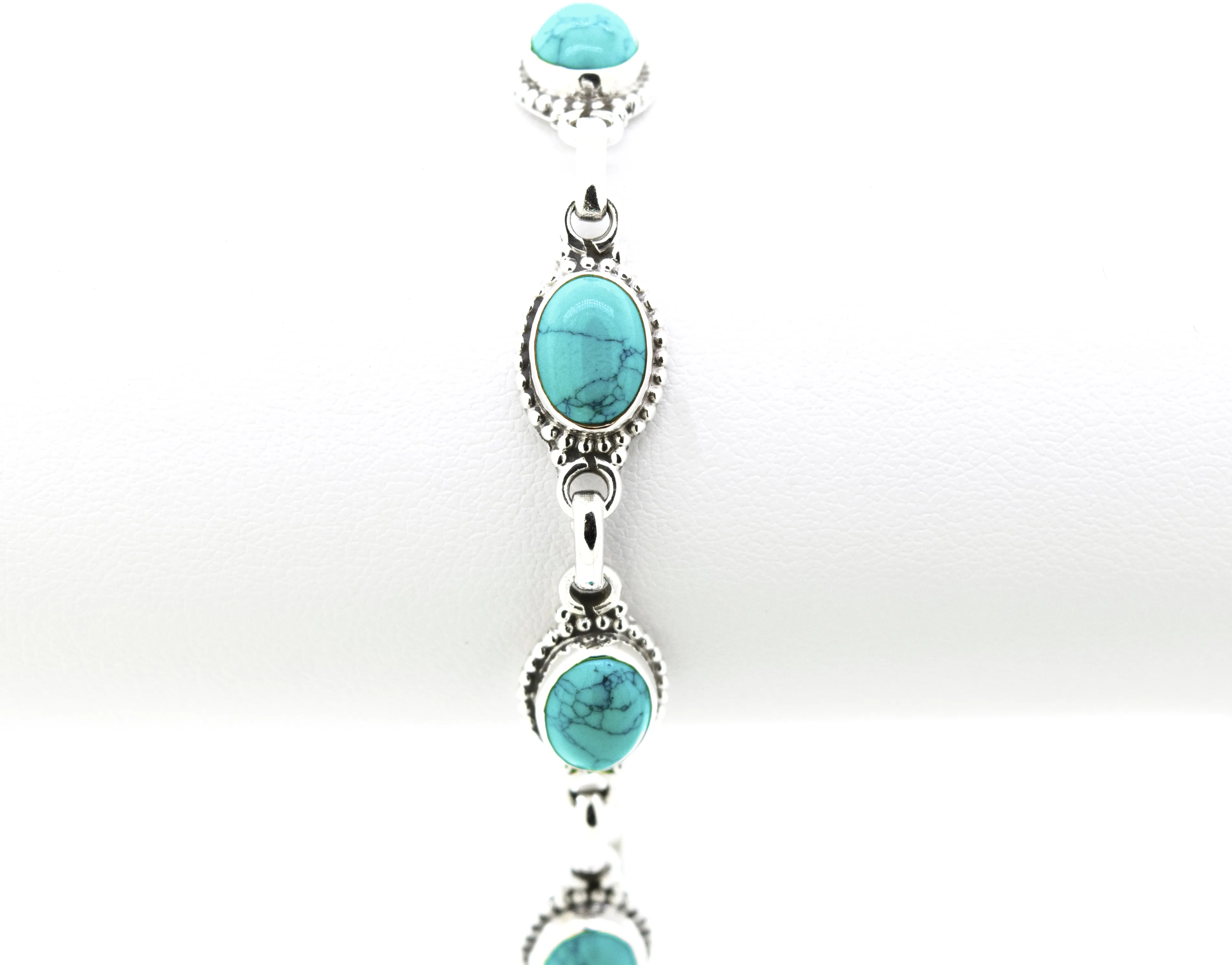 Oval Gemstone Bracelets With Half Ball Border
