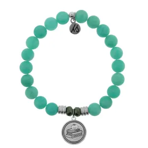 Peruvian Amazonite Stone Bracelet with Teacher Sterling Silver Charm