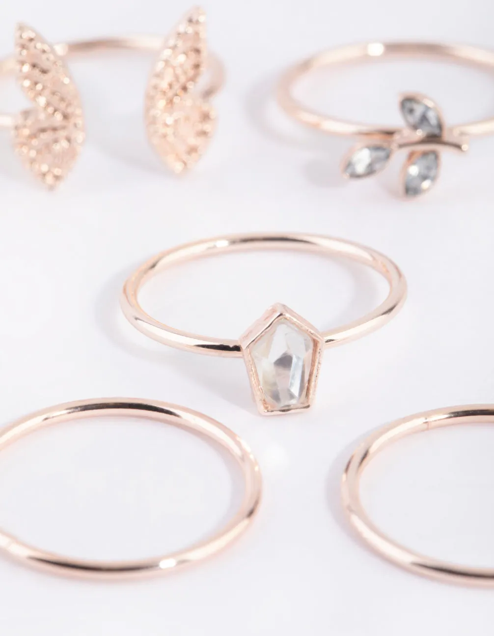 Rose Gold Butterfly Ring 6-Pack