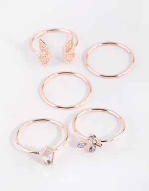 Rose Gold Butterfly Ring 6-Pack