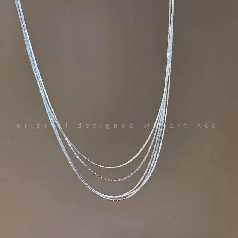 Silver Multilayer Versatile Clavicle Chain Necklace