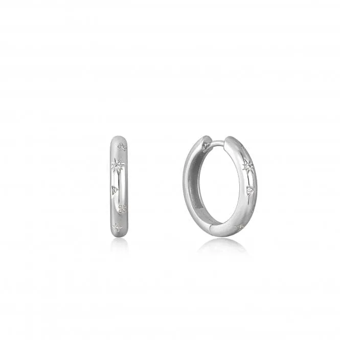Silver Scattered Stars Hoop Earrings E034-06H