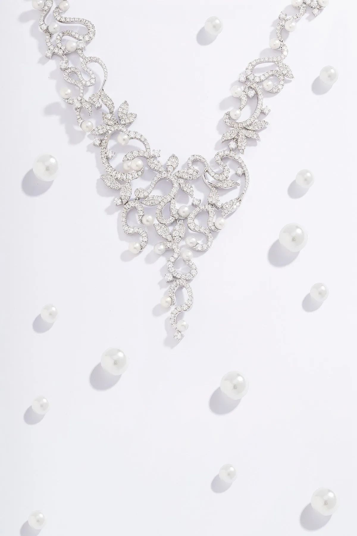 Statement Flower Adjustable Necklace with Pearls