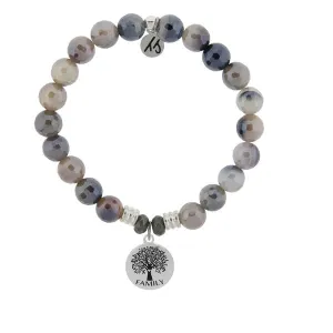 Storm Agate Bracelet With Sterling Silver Family Tree Charm