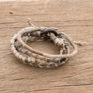Unisex Beige Macrame Bracelets (Set of 4) - Maya Highlands | NOVICA
