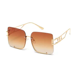Women's Fevani Brown Square Oversized Sunglasses